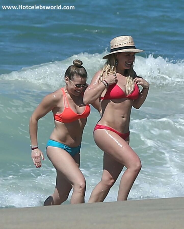 Free porn pics of Hilary Duff in Red Bikini on the beach in Mexico 23 of 76 pics