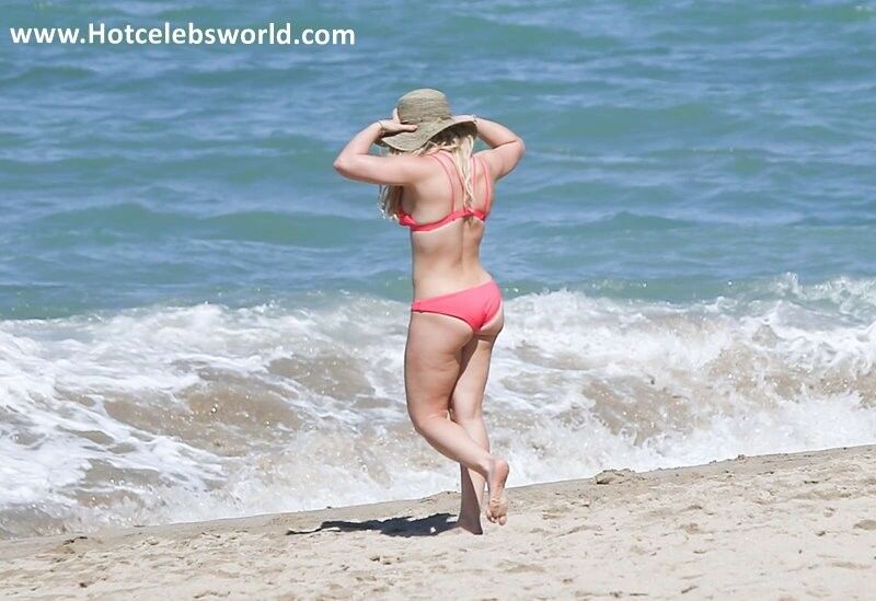Free porn pics of Hilary Duff in Red Bikini on the beach in Mexico 15 of 76 pics