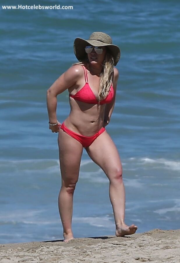 Free porn pics of Hilary Duff in Red Bikini on the beach in Mexico 11 of 76 pics