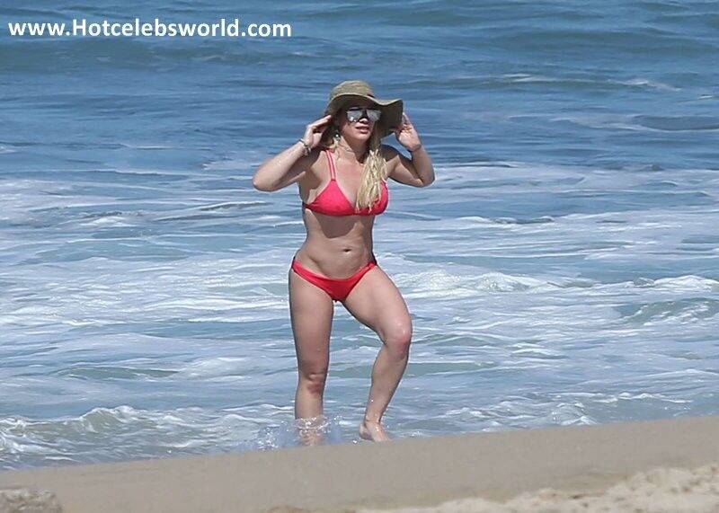 Free porn pics of Hilary Duff in Red Bikini on the beach in Mexico 21 of 76 pics