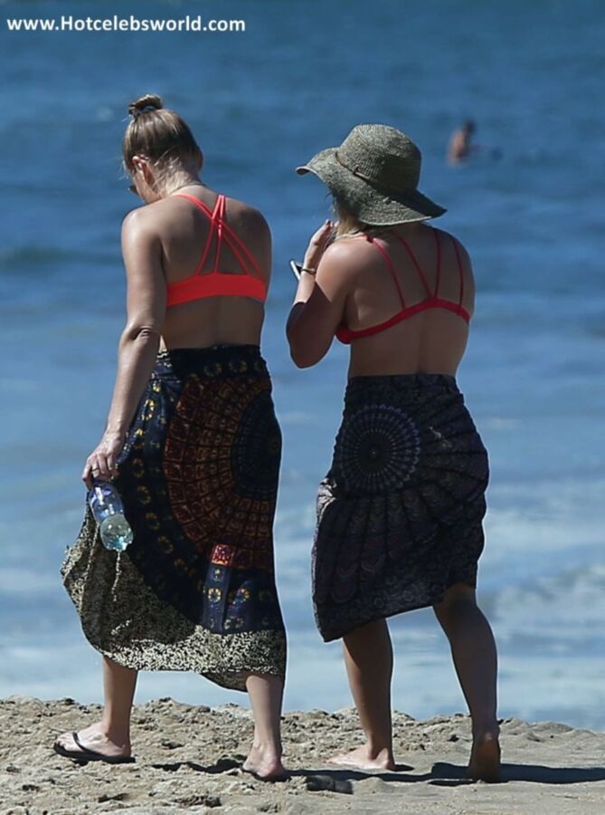 Free porn pics of Hilary Duff in Red Bikini on the beach in Mexico 3 of 76 pics