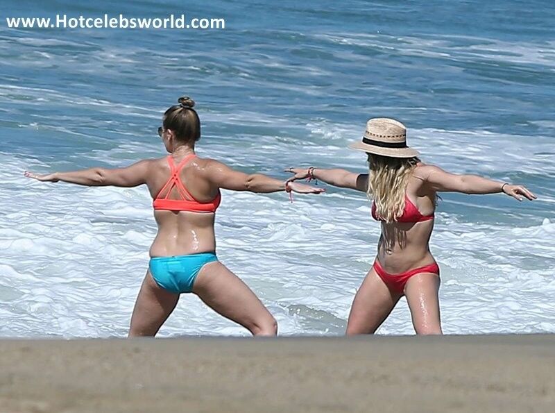 Free porn pics of Hilary Duff in Red Bikini on the beach in Mexico 20 of 76 pics