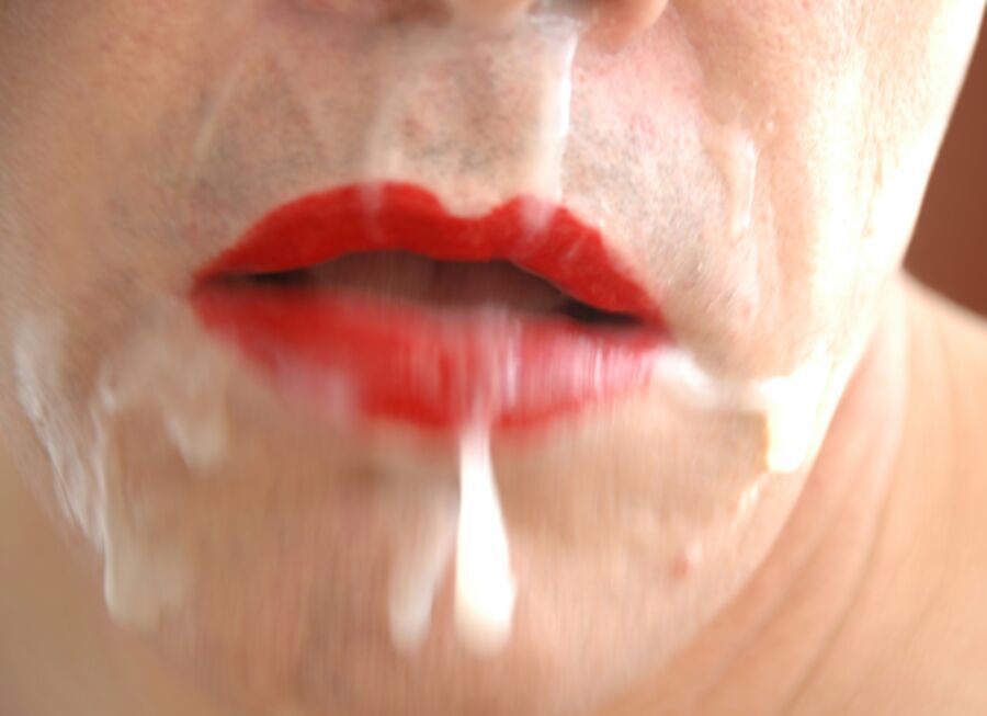 Free porn pics of My red lips covert in warm and sticky cum. 5 of 20 pics
