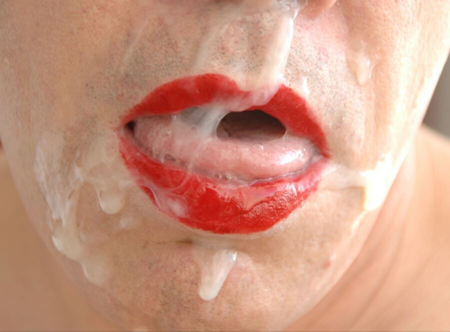 Free porn pics of My red lips covert in warm and sticky cum. 17 of 20 pics