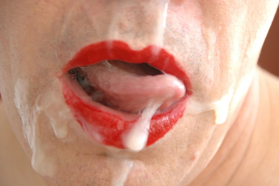 Free porn pics of My red lips covert in warm and sticky cum. 6 of 20 pics