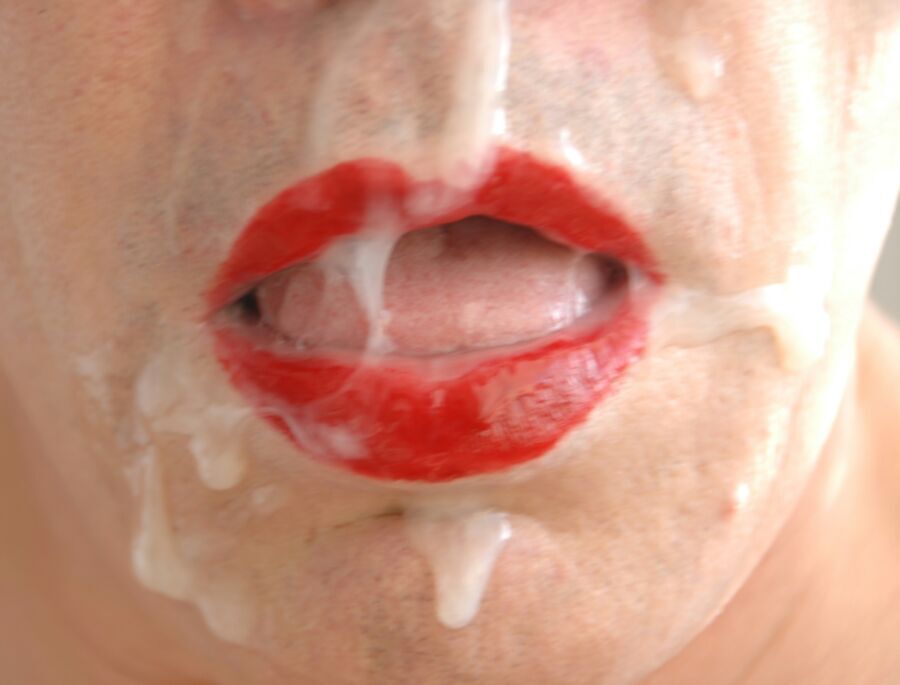 Free porn pics of My red lips covert in warm and sticky cum. 18 of 20 pics