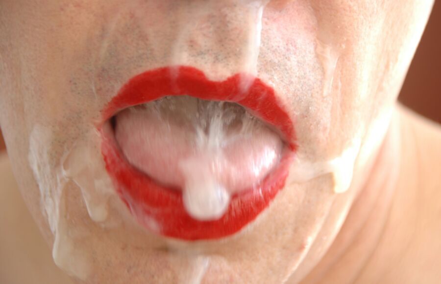 Free porn pics of My red lips covert in warm and sticky cum. 8 of 20 pics