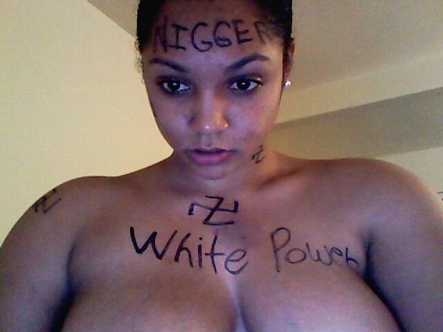 Free porn pics of Worthless nigger admiring her inferiority to the perfect white r 2 of 19 pics