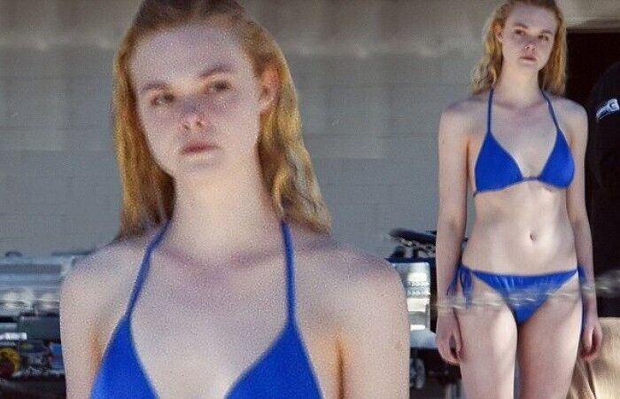 Free porn pics of E Fanning New blue bikini pics 3 of 3 pics