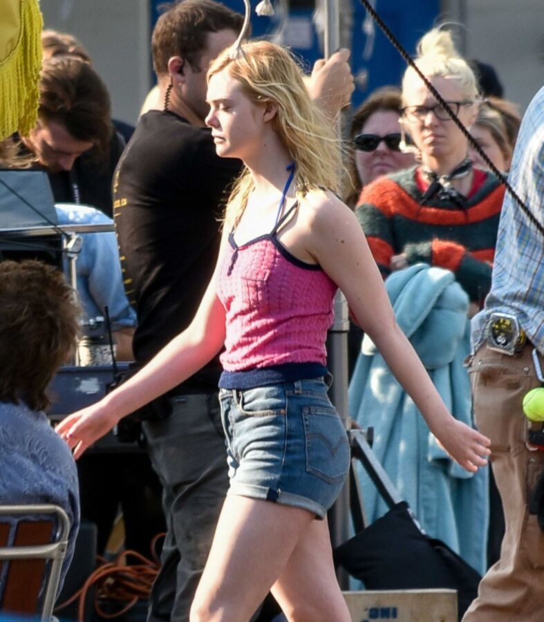 Free porn pics of ELLE FANNING on the Set of Galveston 4 of 14 pics