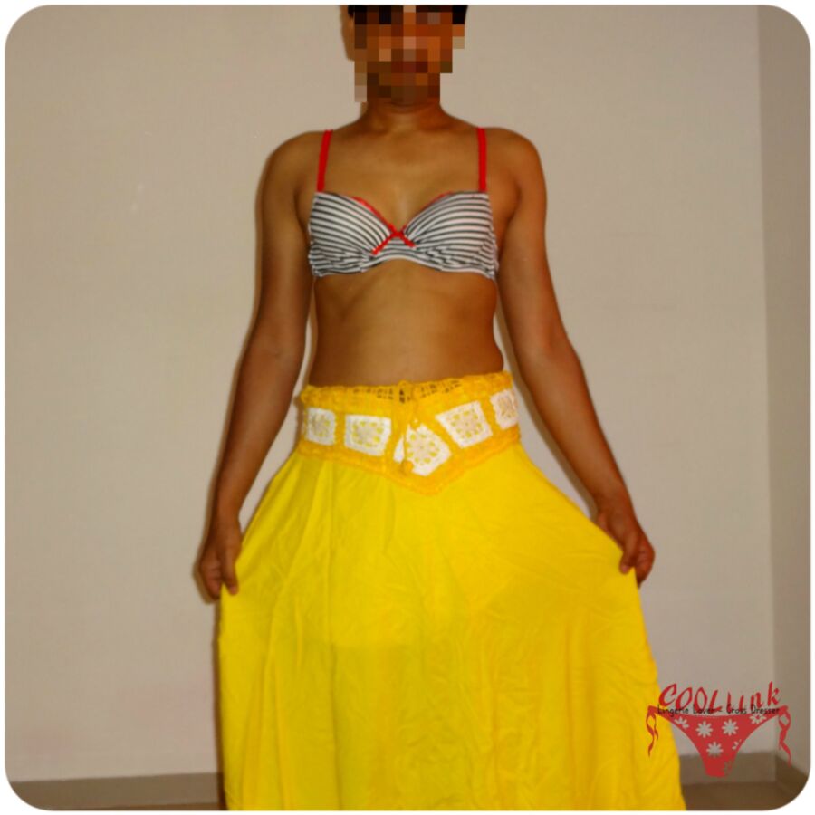 Free porn pics of Posing in Yellow Skirt with Bra 1 of 9 pics