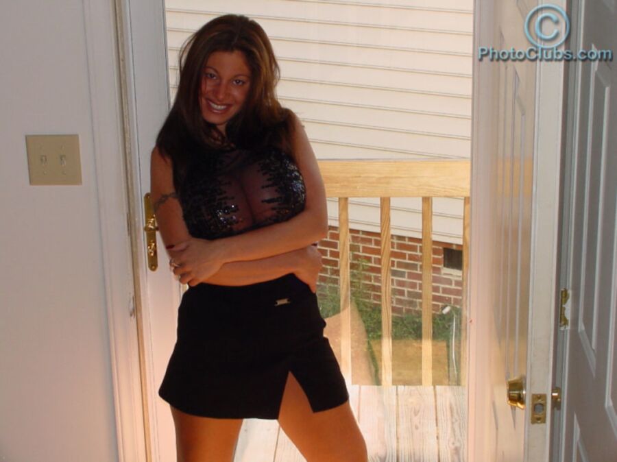 Free porn pics of Crystal Gunns sheer black top and skirt 6 of 49 pics