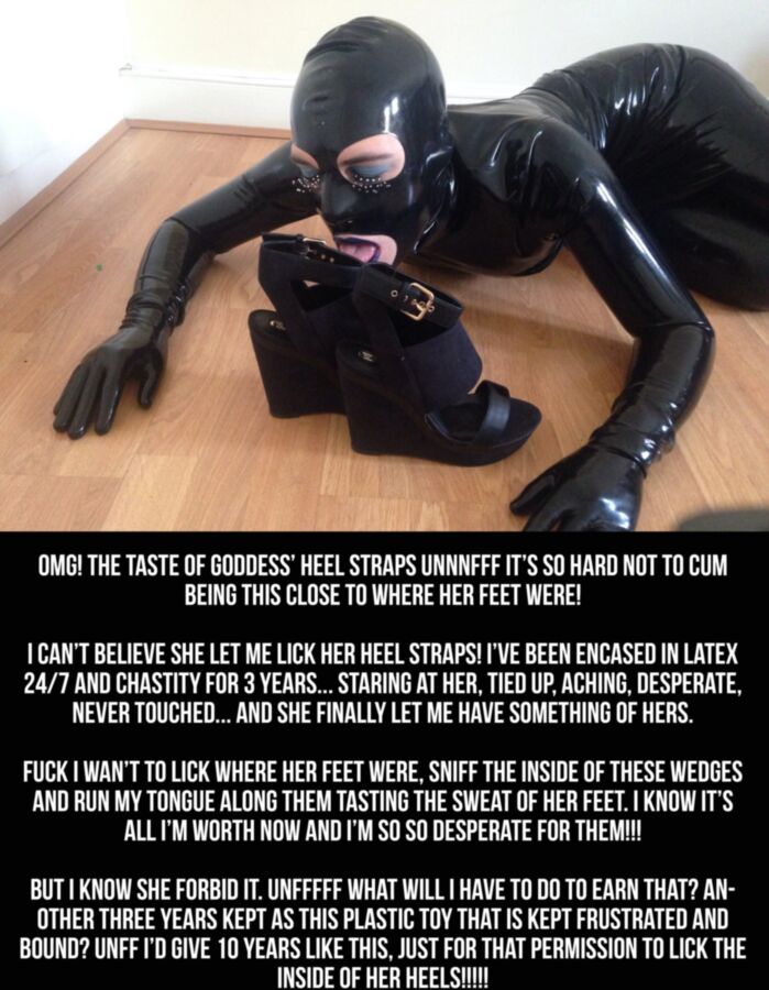 Free porn pics of Rubber Doll latex cruel slave chastity captions  1 of 4 pics