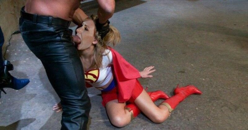 Free porn pics of Celeb milf kari byron as heroine supergirl bondage blowjob fakes 4 of 5 pics