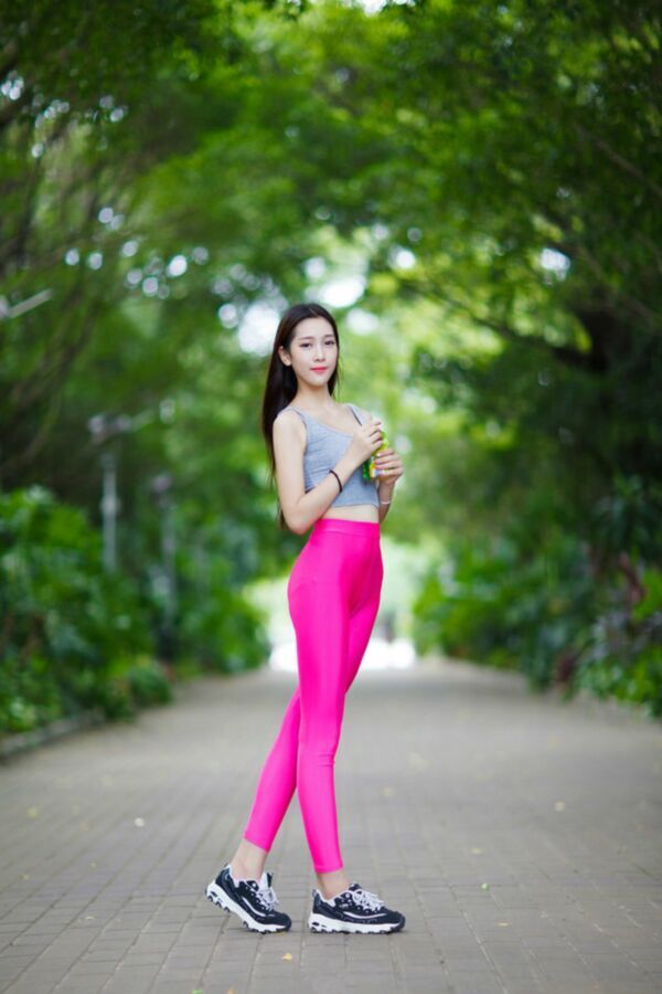 Free porn pics of Chinese girl nice pink spandex legging 14 of 21 pics
