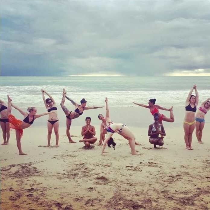 Free porn pics of Manisha Koirala enjoying Beach Yoga in Thailand with Girl Gang 7 of 10 pics