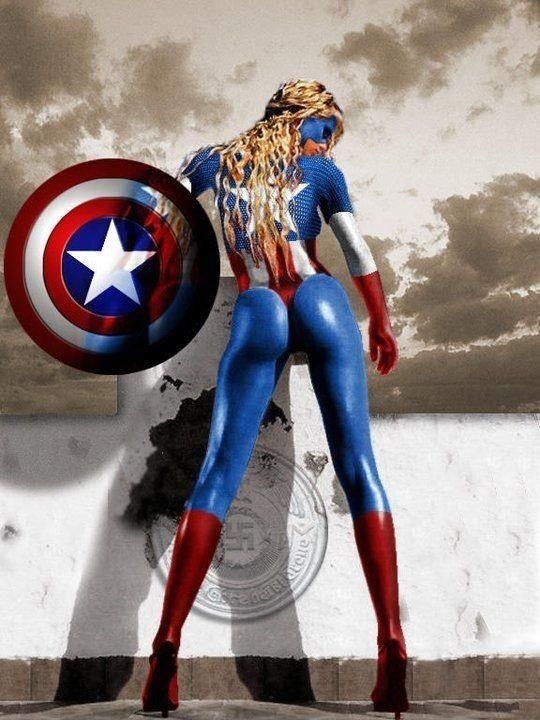 Free porn pics of Superhero Miss Captain America Body Art/Paint 13 of 27 pics