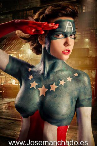 Free porn pics of Superhero Miss Captain America Body Art/Paint 23 of 27 pics