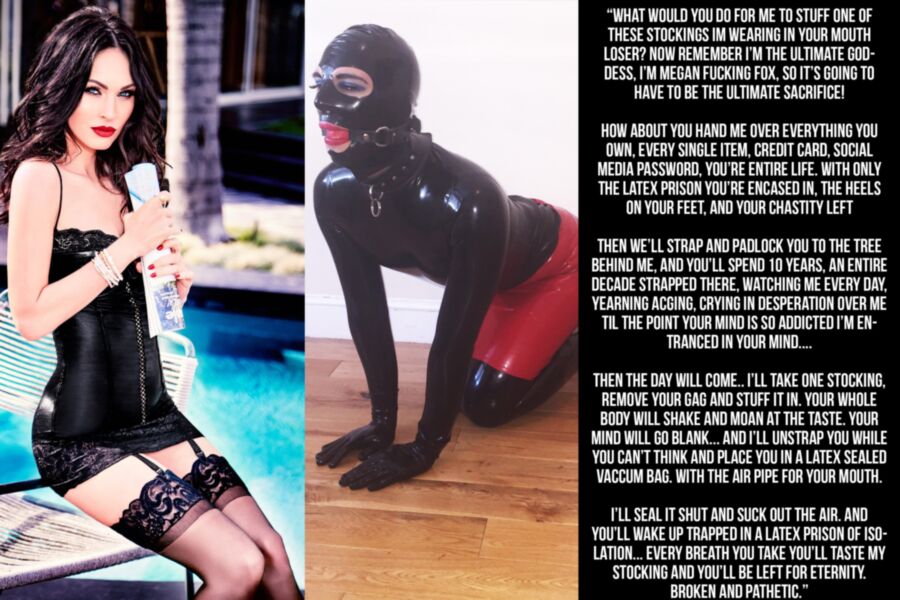 Megan Fox Latex Cruel Slave Chastity Captions Bondage Porn