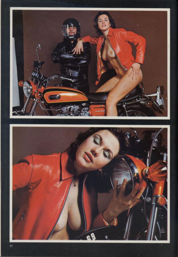Free porn pics of Vintage biker girl in shiny jacket 1 of 7 pics