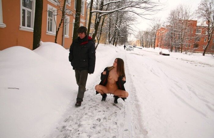 Free porn pics of Brunette Russian girl in the snow 8 of 11 pics