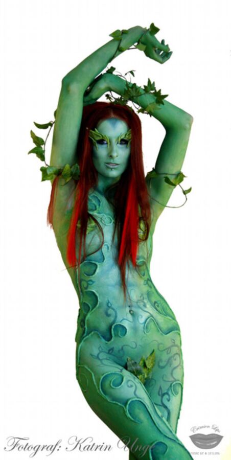 Free porn pics of SuperVillain Poison Ivy Body Art/Paint 11 of 33 pics