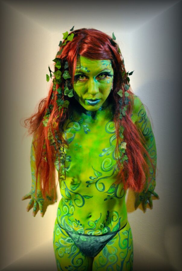 Free porn pics of SuperVillain Poison Ivy Body Art/Paint 9 of 33 pics