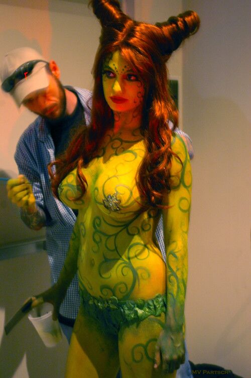 Free porn pics of SuperVillain Poison Ivy Body Art/Paint 19 of 33 pics