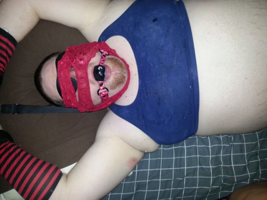 Free porn pics of Sissy bound, blindfolded, and ballgagged 4 of 5 pics
