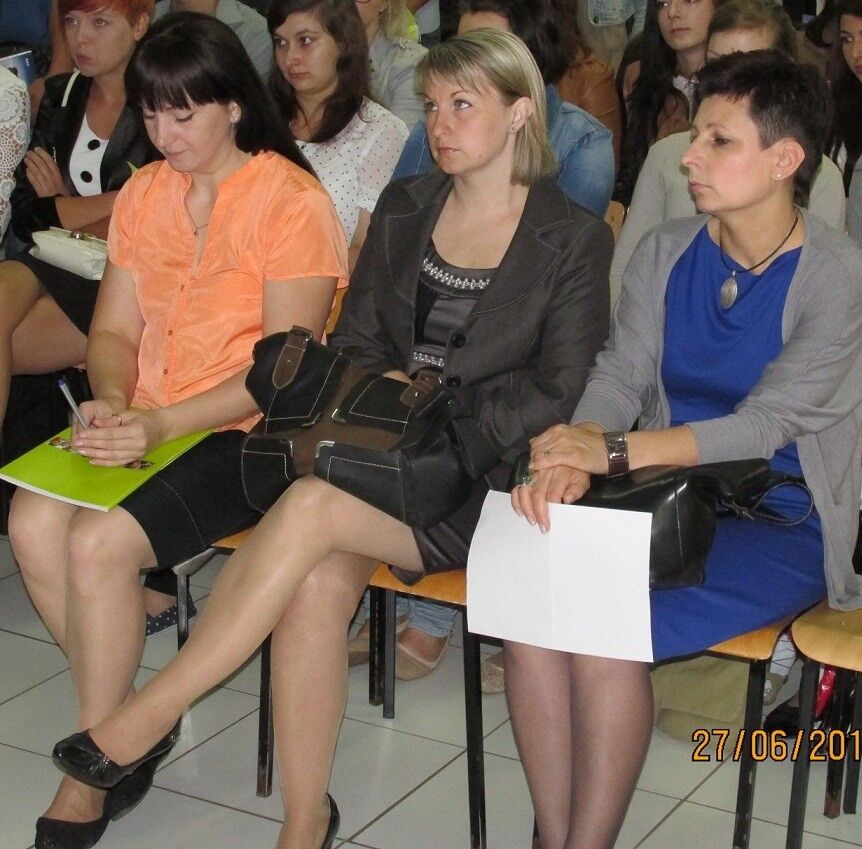 Teacher pantyhose school group