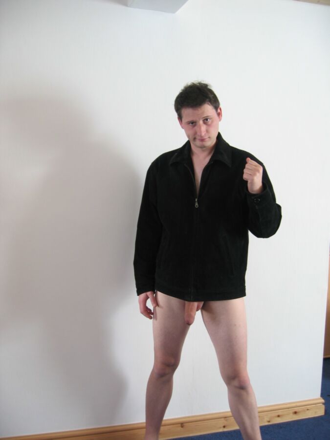 Free porn pics of Jonathan Fredlund In just a Jacket wanking his hard smooth shave 9 of 81 pics