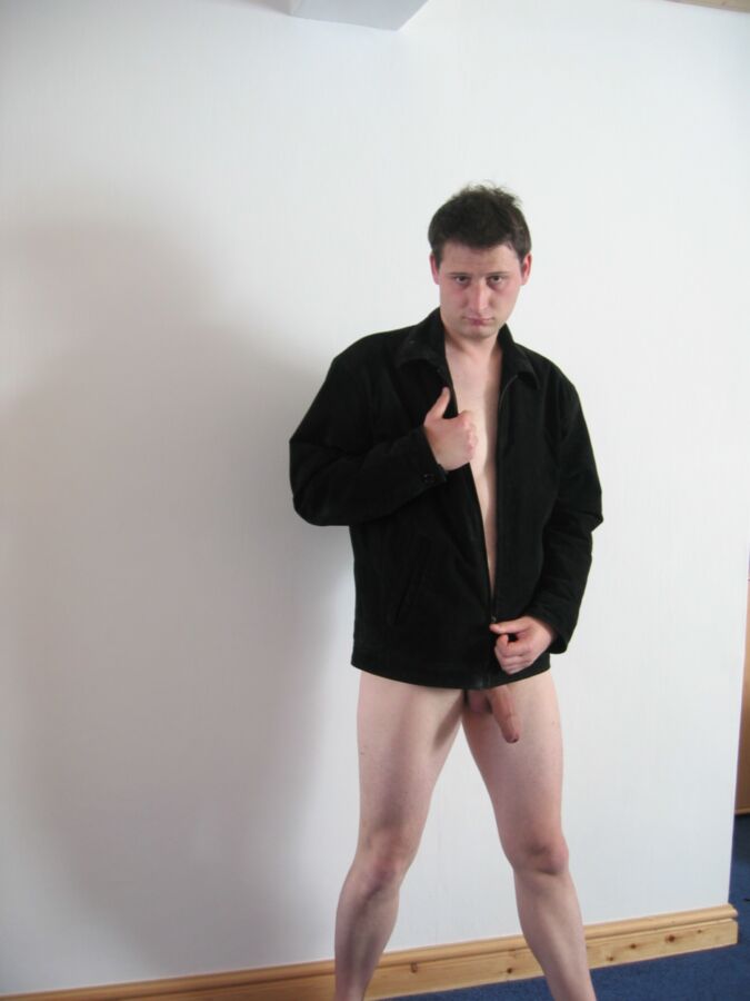 Free porn pics of Jonathan Fredlund In just a Jacket wanking his hard smooth shave 11 of 81 pics