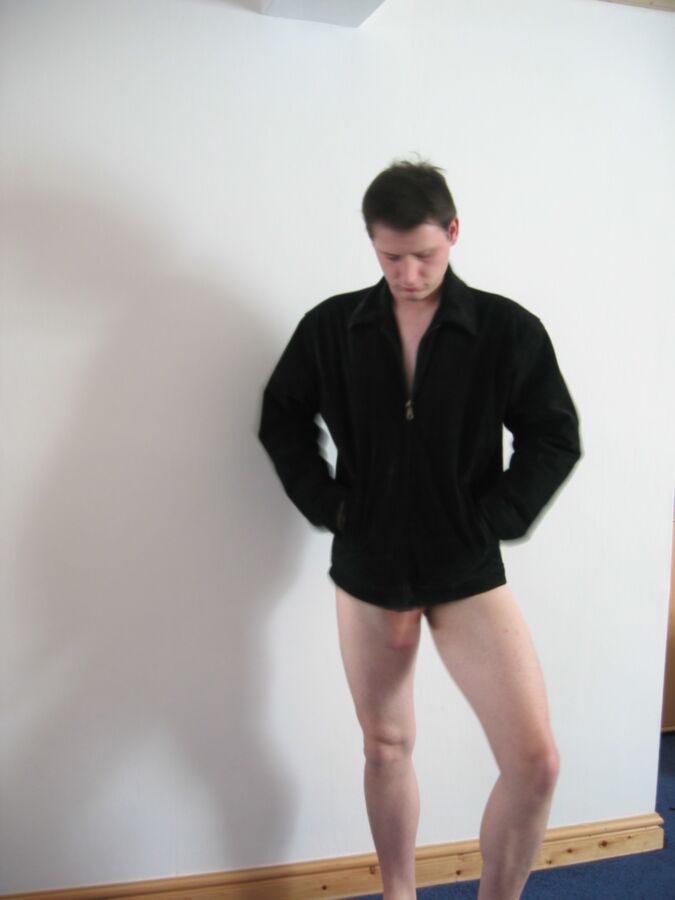 Free porn pics of Jonathan Fredlund In just a Jacket wanking his hard smooth shave 7 of 81 pics