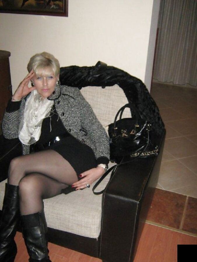 Free porn pics of Blonde Mature in Boots and Pantyhose 9 of 9 pics