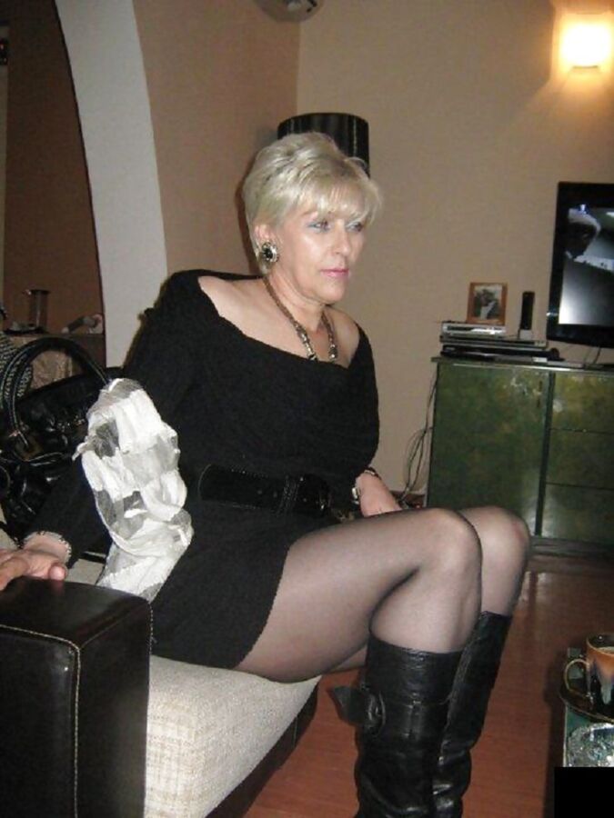 Free porn pics of Blonde Mature in Boots and Pantyhose 5 of 9 pics