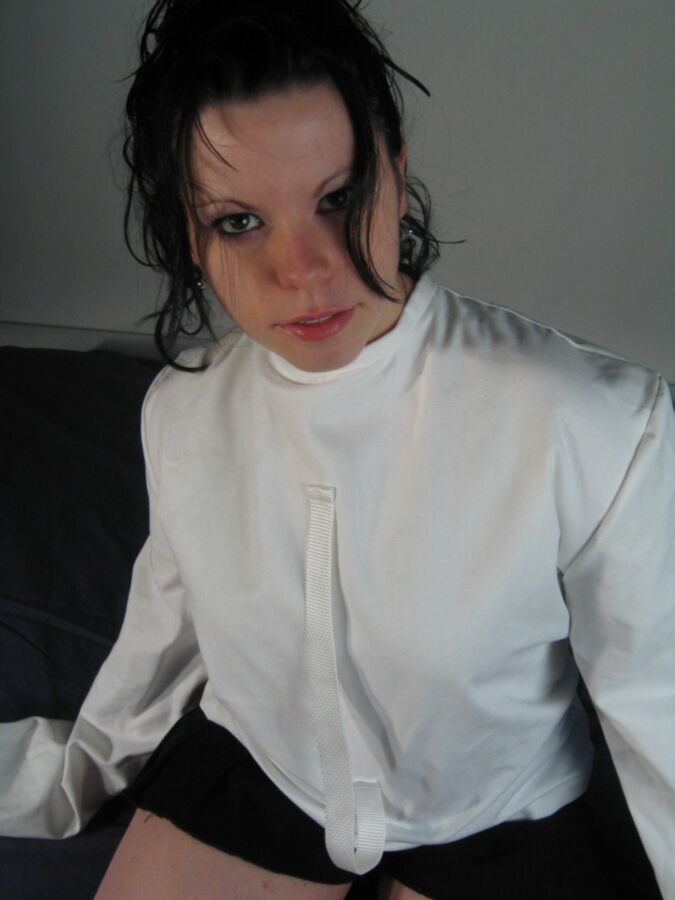 Free porn pics of Teen in a white straitjacket 1 of 22 pics