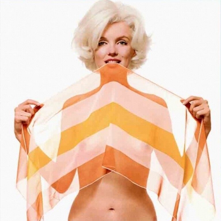 Free porn pics of Marilyn Monroe Nude in Stripped Silk Scarf 16 of 49 pics