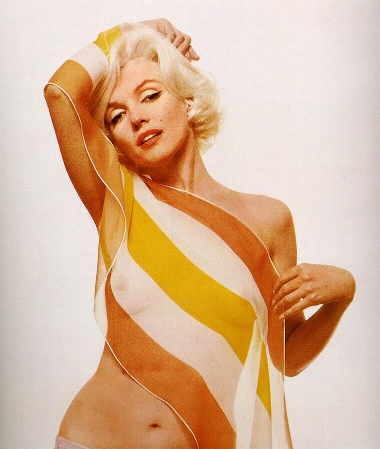 Free porn pics of Marilyn Monroe Nude in Stripped Silk Scarf 20 of 49 pics