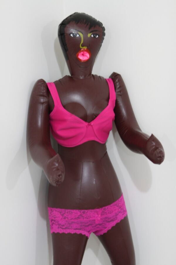 Free porn pics of Black inflatable doll in pink lingerie. 3 of 24 pics