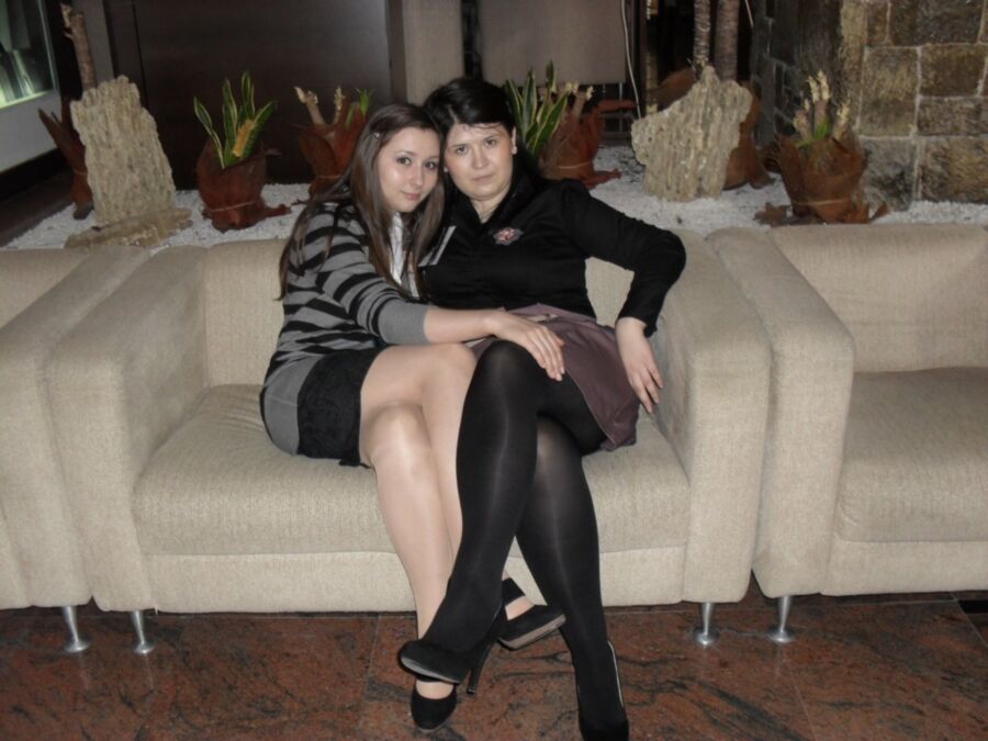 Free porn pics of Pantyhose legs - couples of sexy girls 23 of 24 pics