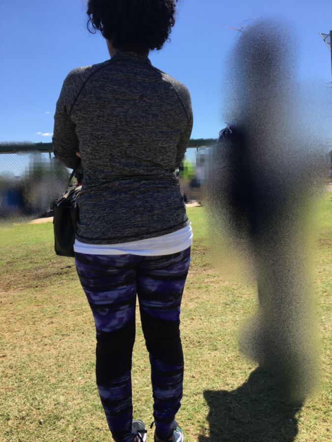 Free porn pics of  Ebony Candids of Family friend in purple yoga pants outside 10 of 12 pics