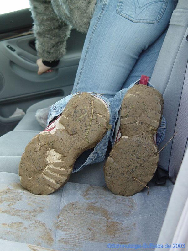 Free porn pics of Bad German Blonde cleans Muddy buffalo sneakers on the car seats 4 of 26 pics