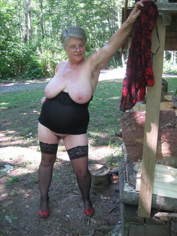 Free porn pics of Outdoor Granny in Black Stockings 11 of 41 pics