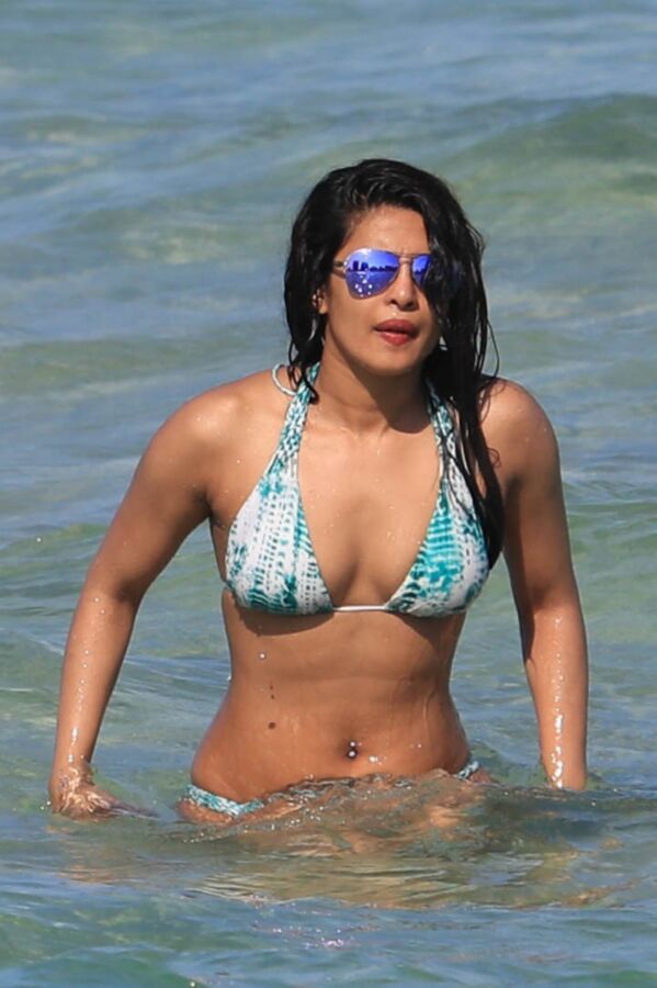 Free porn pics of Priyanka Chopra Swimming in a Bikini on a Miami Beach 6 of 61 pics