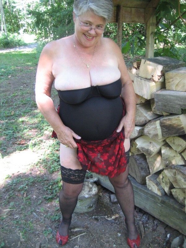 Free porn pics of Outdoor Granny in Black Stockings 8 of 41 pics