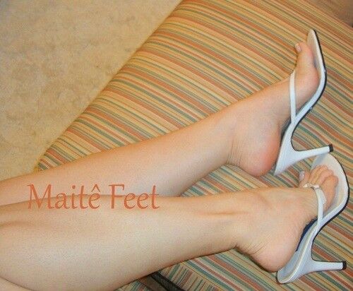 Free porn pics of Maite - White High Heel Thongs 2 of 8 pics