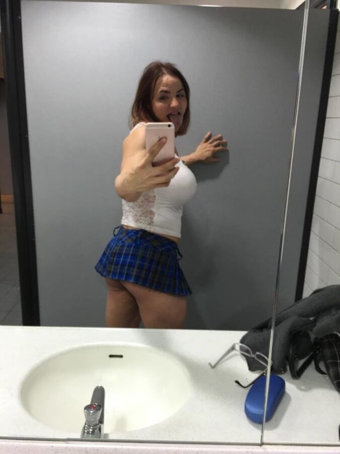 Free porn pics of Showing off my big ass and tits in public bathroom Tabbyanne 3 of 6 pics