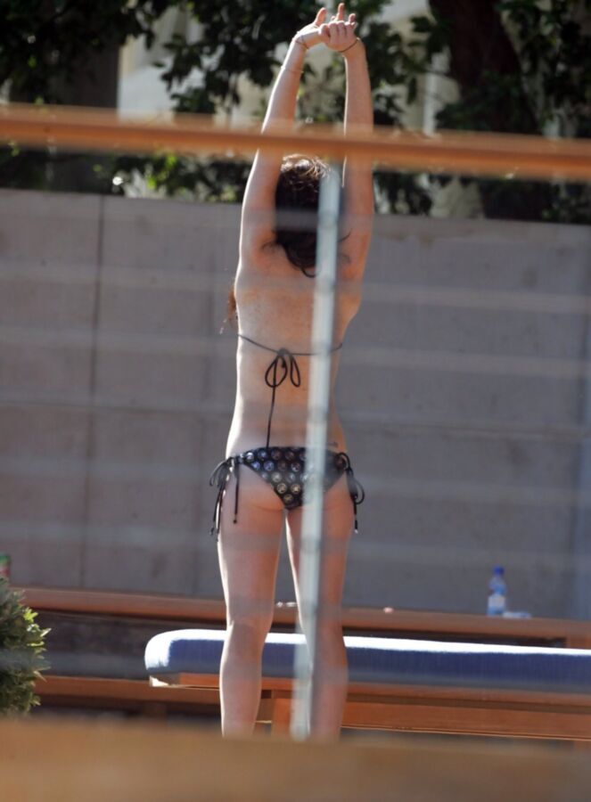 Free porn pics of Lindsey Lohan - Black Print Bikini 2 of 9 pics