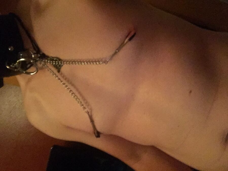 Free porn pics of Some of me in chastity and nipple clamps 7 of 8 pics