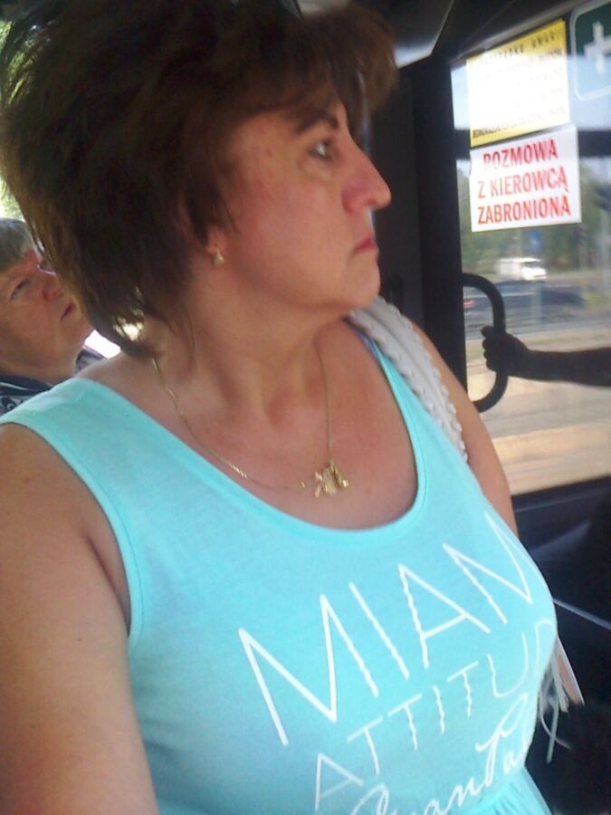 Free porn pics of Mature candid - hot polish big tits wife, milf in bus  5 of 8 pics